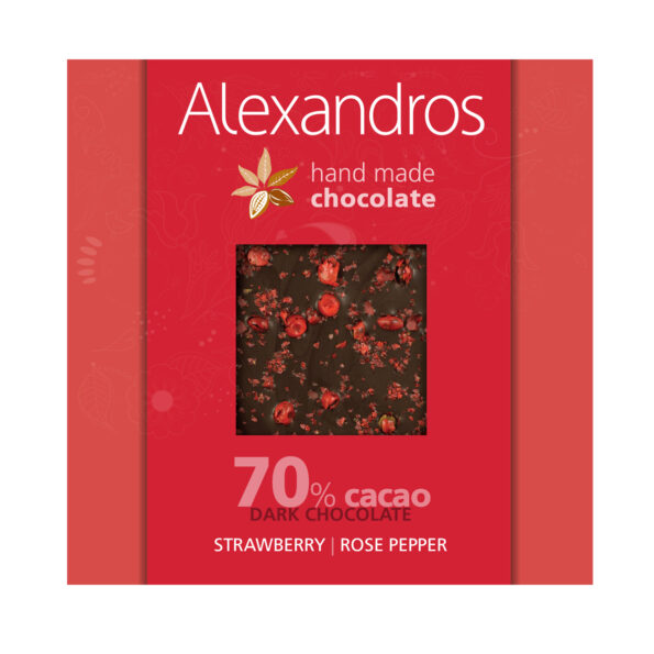 Dark Chocolate with Strawberry & Rose Pepper 90g