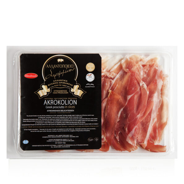 Prosciutto in slices «Akrokolion» from Euritania 70gr